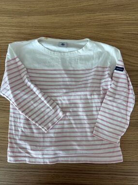 Petit Bateau - Pink & White Striped Long-Sleeve Top